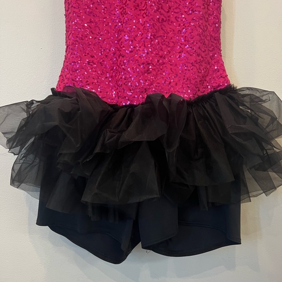 Weissman dance performance costume, pink and black, jazz tap, sequin - Picture 3 of 8